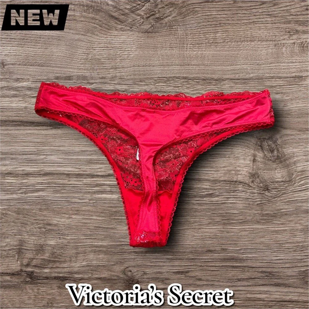 New NWT Victoria’s Secret Lace Thong Panty – Red – Size Large - Picture 4 of 4